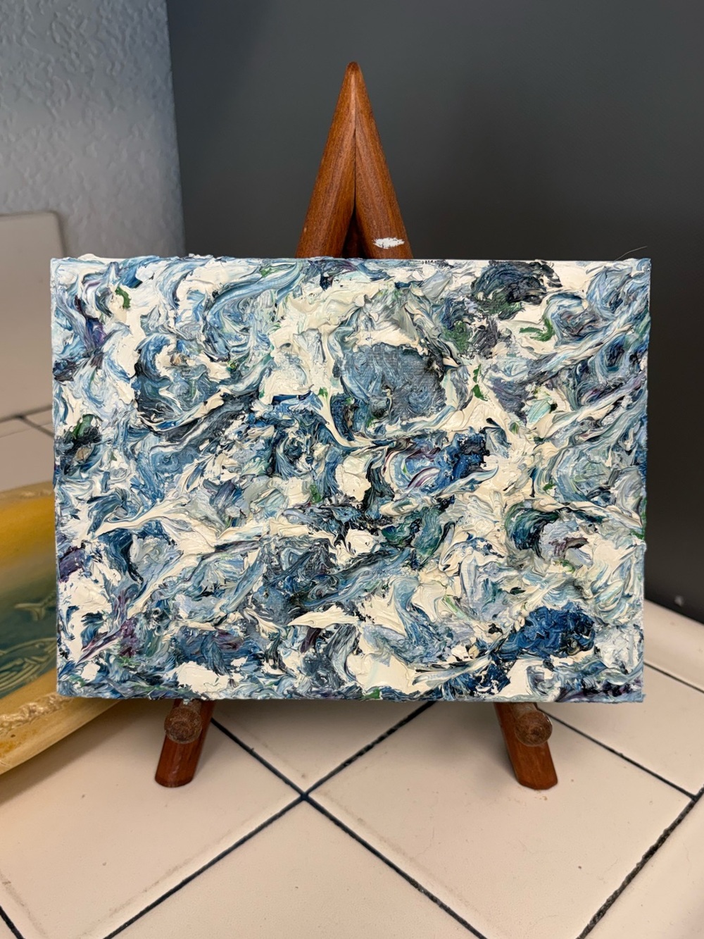 Original Oil Painting 🌊 Blue & White Ocean Foam Textured Art California Sea